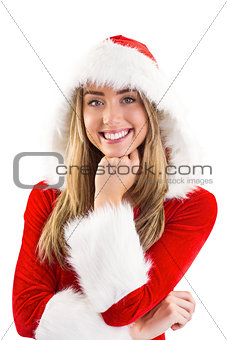 Pretty santa girl smiling at camera