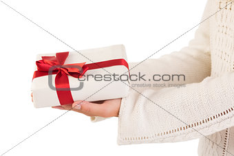 Woman offering a gift box