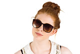 Hipster redhead wearing large sunglasses