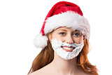 Festive redhead in foam beard