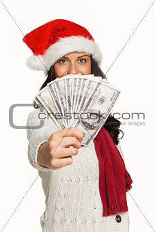 Woman holding some money