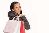 Smiling woman holding shopping bag