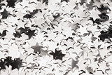 Many silver star decorations background