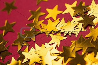 Golden star decorations spread out