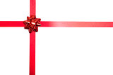 Red ribbon and bow for a gift