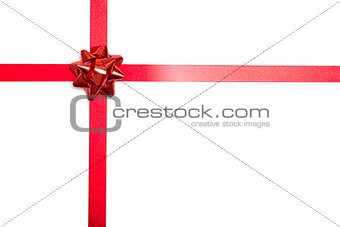 Red ribbon and bow for a gift