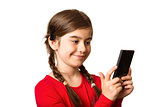 Cute little girl using smartphone