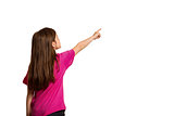 Cute little girl pointing with finger