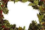 Holly and christmas branches forming frame