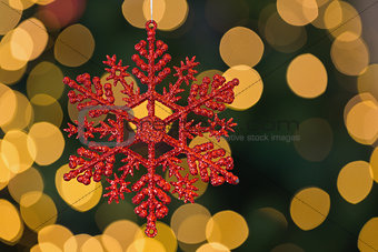 Red christmas snowflake decoration hanging