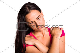 Young brunette with sad facial expression