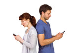 Couple both sending text messages