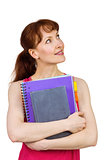 Woman holding her school notebooks