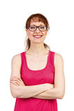 Woman with glasses and smiling