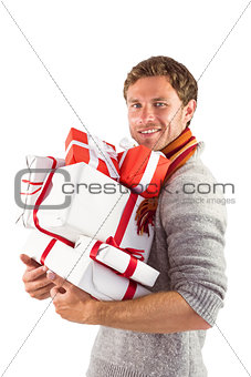 Man holding some large presents