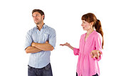 Woman arguing with uncaring man