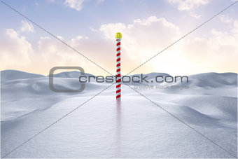 Digitally generated Snowy landscape with pole