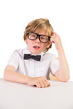 Student wearing glasses and bow tie