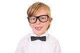 Student wearing glasses and bow tie