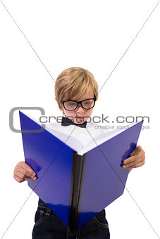 Student reading from his notebook