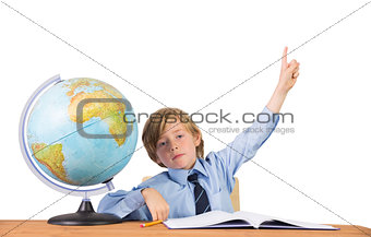 Student raising hand for question