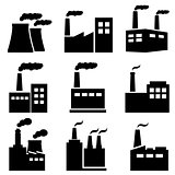 Factory, power plant industrial icons