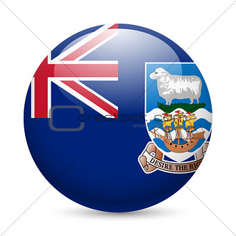 Round glossy icon of Falkland Islands