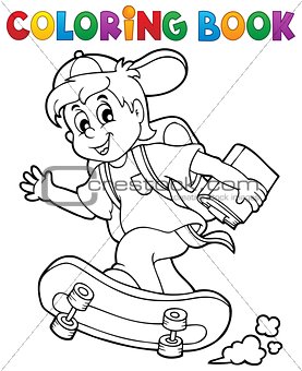 Coloring book school boy theme 1