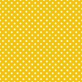 Tile vector summer pattern with white polka dots on sunny yellow background