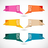 Origami banners set, vector