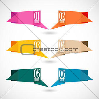 Origami banners set, vector