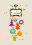 Template Christmas greeting card, ribbon, vector