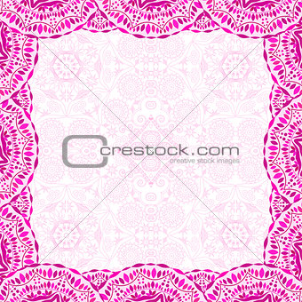 Invitation Card with Lace Pink Decoration Frame