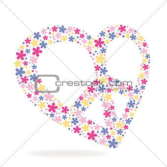 Peace heart sign made of flowers
