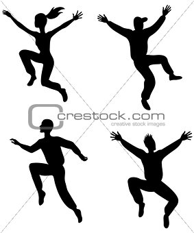 Four jumping people