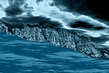Mountains  and sea with dramatic sky