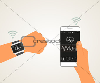 Vector illustration of electronic wrist watch