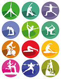 Gym and fitness figures on a white background