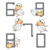 Design numbers set with funny cartoon sheep