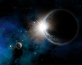 Space background with nebula and planet Earth