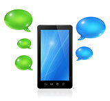 Speech bubbles and mobile phone