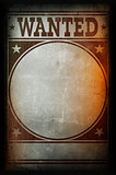 Wanted poster printed on a grunge wall
