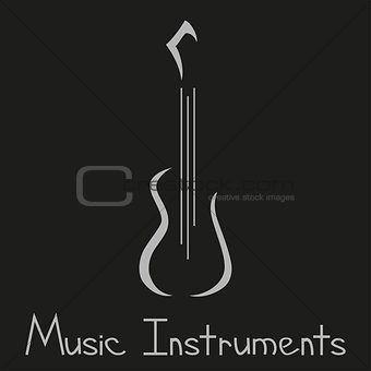 Musical instruments shop logo with guitar