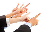 business people hands point to same direction