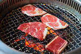 closeup of meat on a grill or barbecue 
