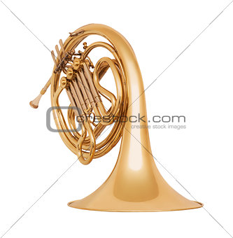 Golden french horn in soft light