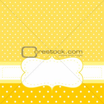 Sunny card or invitation with yellow background, white polka dots