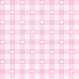 Seamless vector checkered pattern or grid texture with white hearts