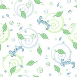 Seamless background with little green and blue leaves  