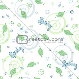 Seamless background with little green and blue leaves  